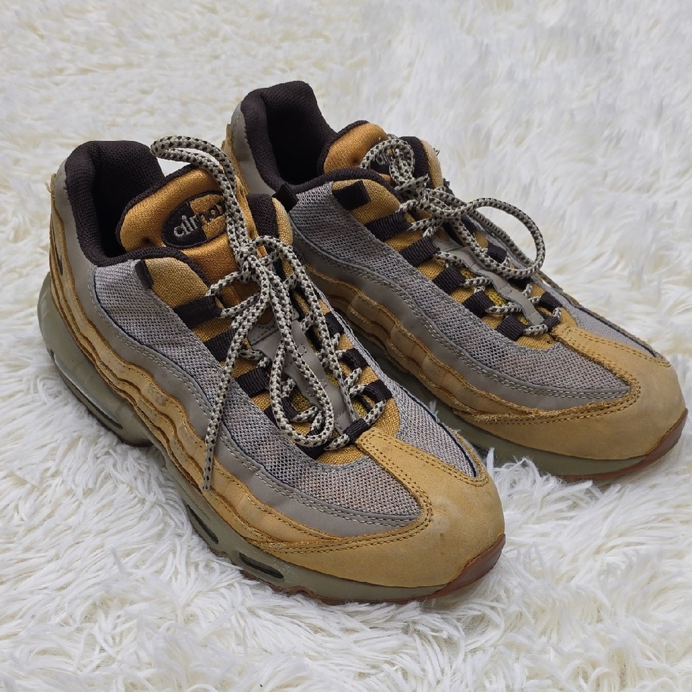 Nike Air Men's Sneakers in Tan and Gray Suede-Mesh